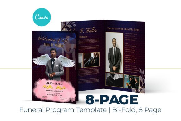 8 Page Funeral Booklet Program Template