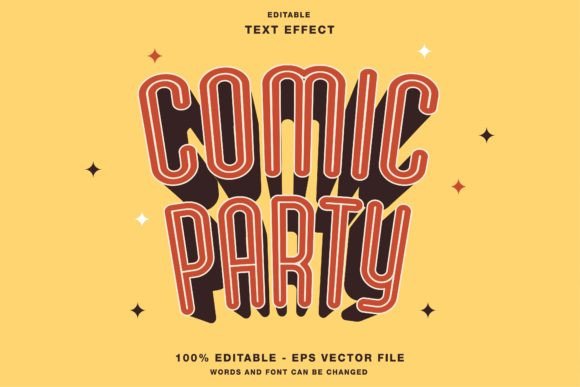 Comic Party Retro Style Text Effect for Illustrator