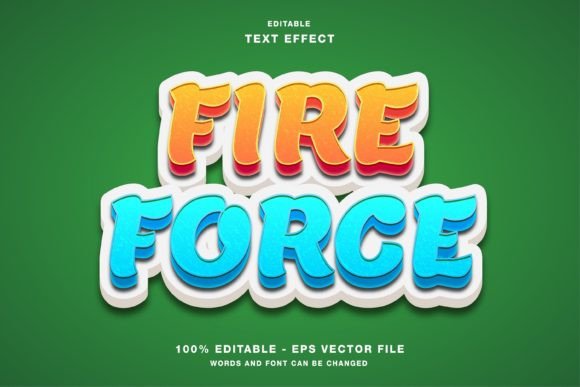 Fire Force Cartoon 3D Text Effect for Illustrator