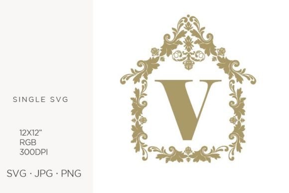House & Letter V Ornamental Emblem Design